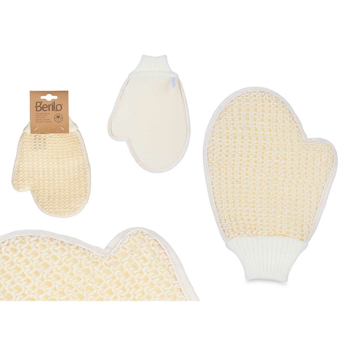 Exfoliating Mitt Berilo B7083-12 White Beige (12 Units)-1