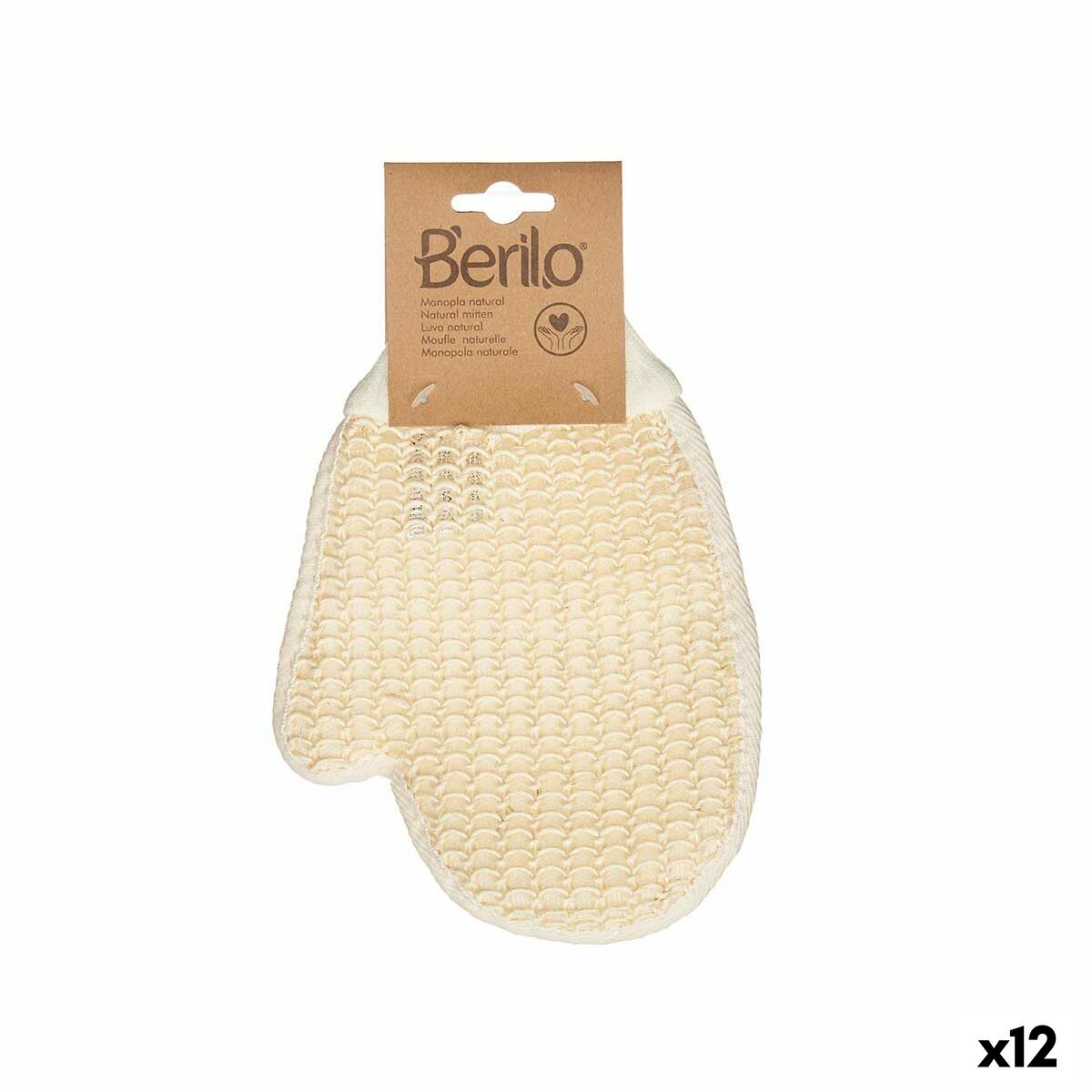 Exfoliating Mitt Berilo B7083-12 White Beige (12 Units)-0